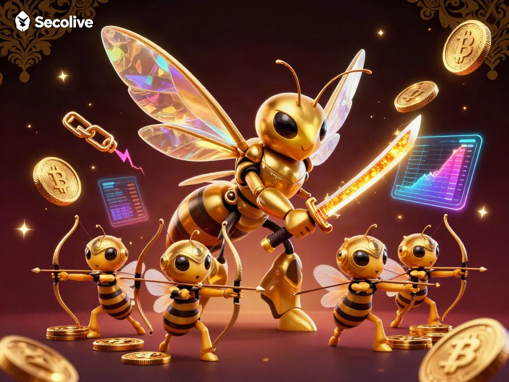 Socolive showcases exciting sports betting action with a giant golden hornet samurai leading bee archers in a vibrant scene.