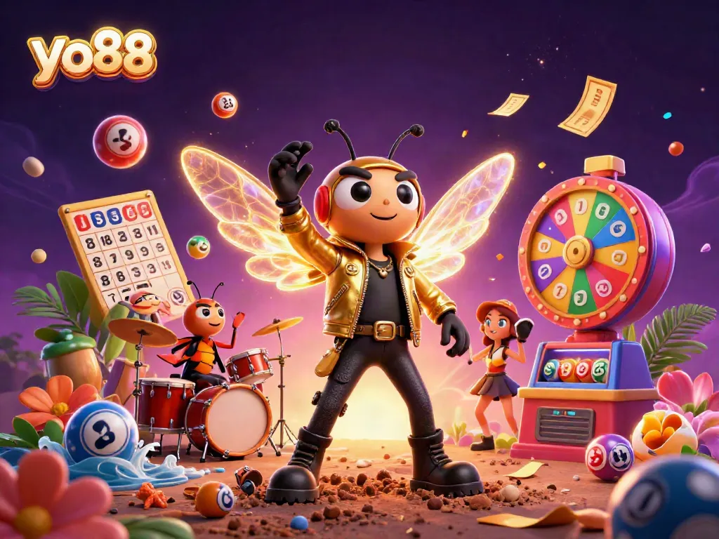 Engage in thrilling gameplay at yo88 with vibrant lottery elements and a lively 3D casino scene.
