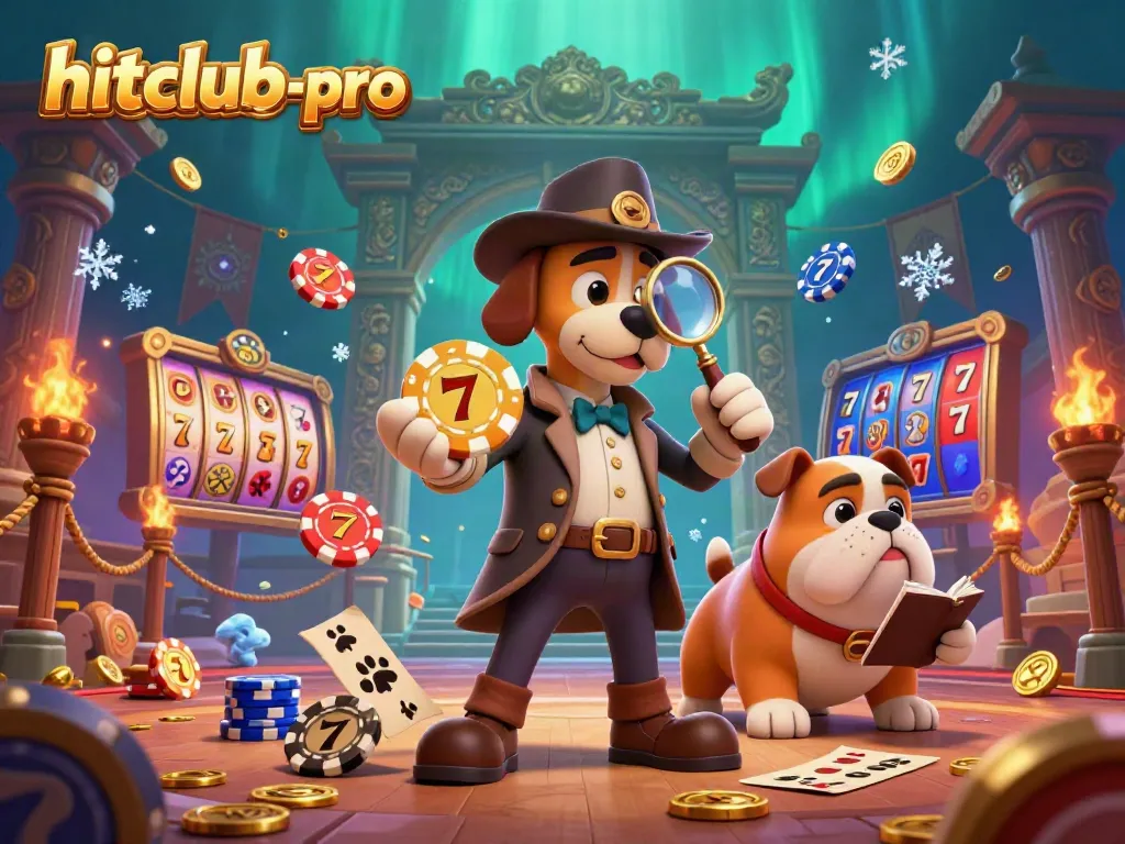 Engage with hitclub-pro's thrilling gambling adventure featuring a detective dog and poker clues.