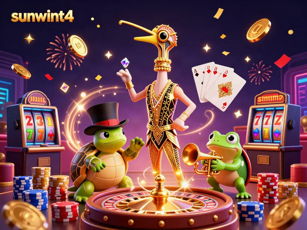 Experience dynamic gaming action at sunwint4 with vibrant characters and casino elements.