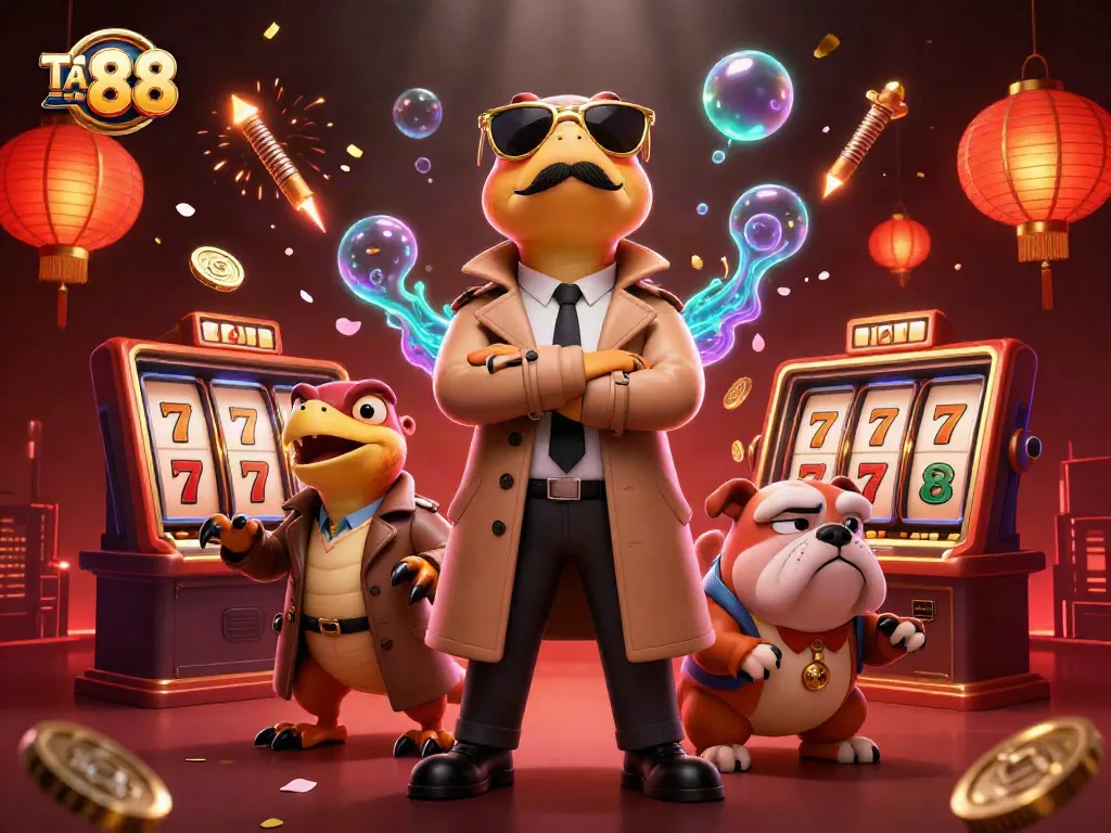 Experience the lively energy of TA 88's VIP lounge featuring raptors and casino elements.