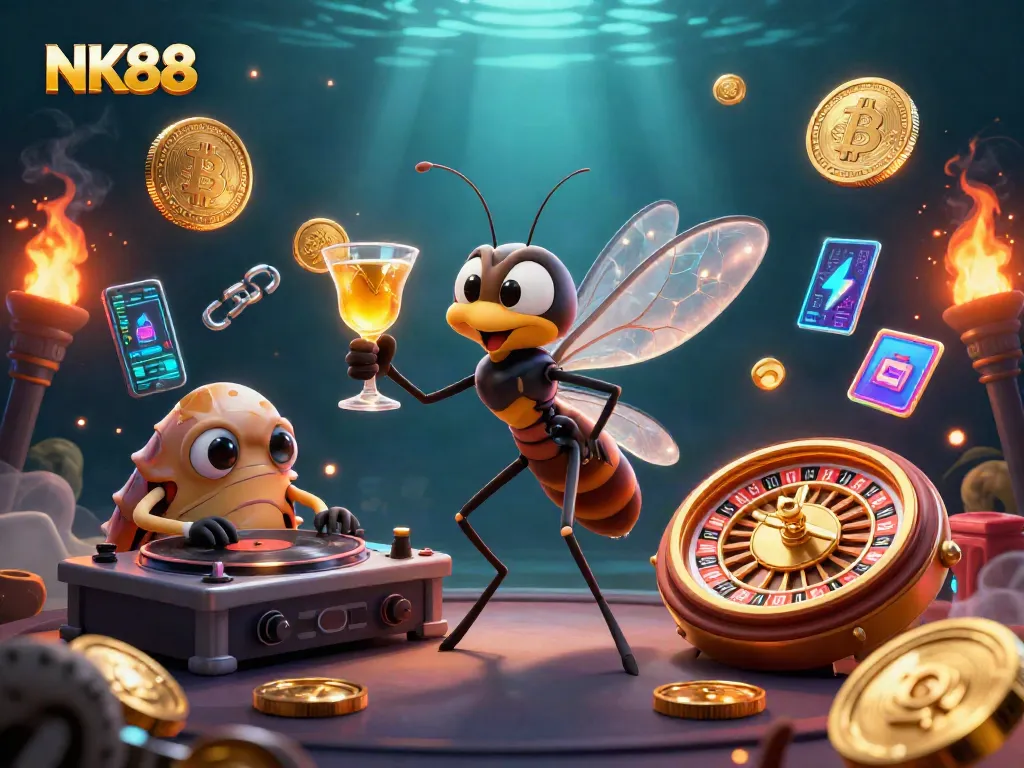 Play and win with NK88 in an exciting casino scene featuring unique crypto elements.