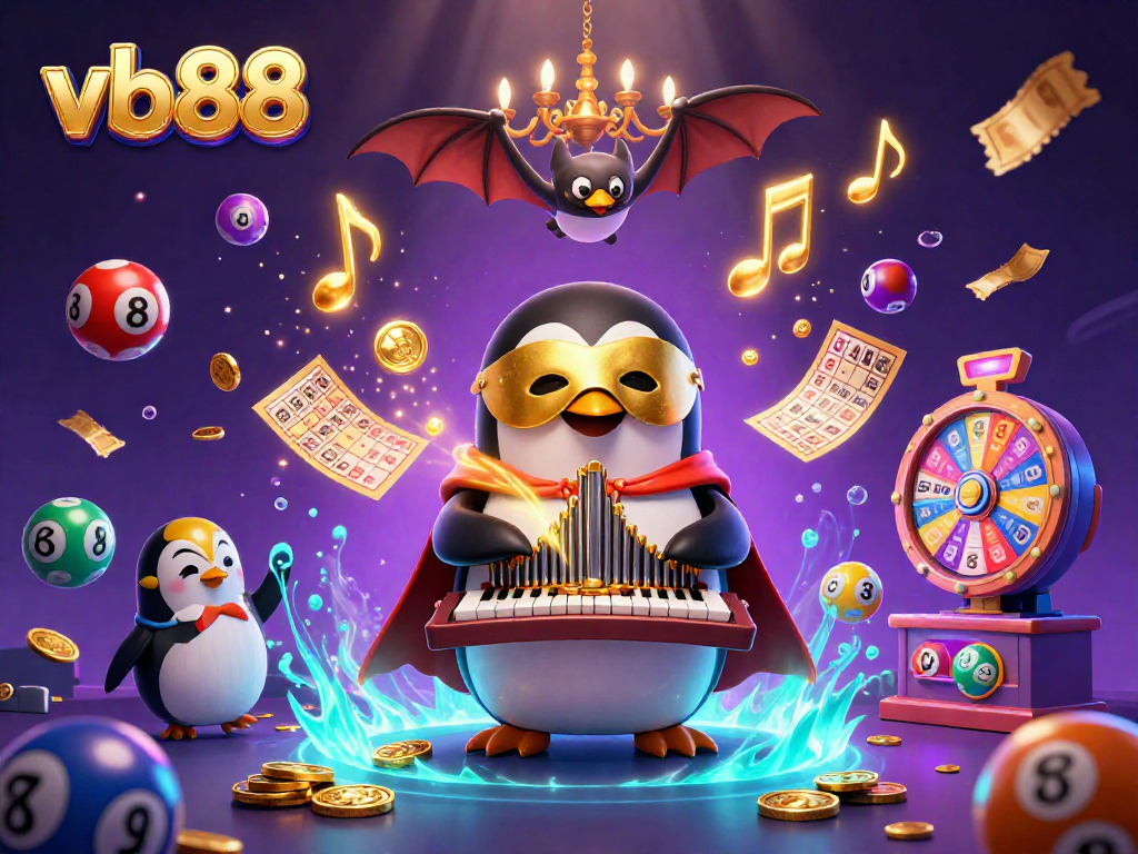 Join the thrilling gaming world of vb88 with vibrant lottery and casino elements featured in a dazzling scene.