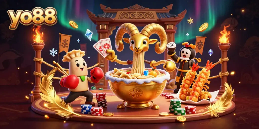 Engage with thrilling games at yo88, featuring vibrant casino characters, cards, and chips in action.