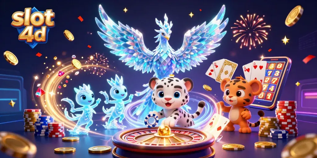 Menangkan slot 4d dengan ilustrasi kartun kasino yang memukau, penuh semangat dan detail.