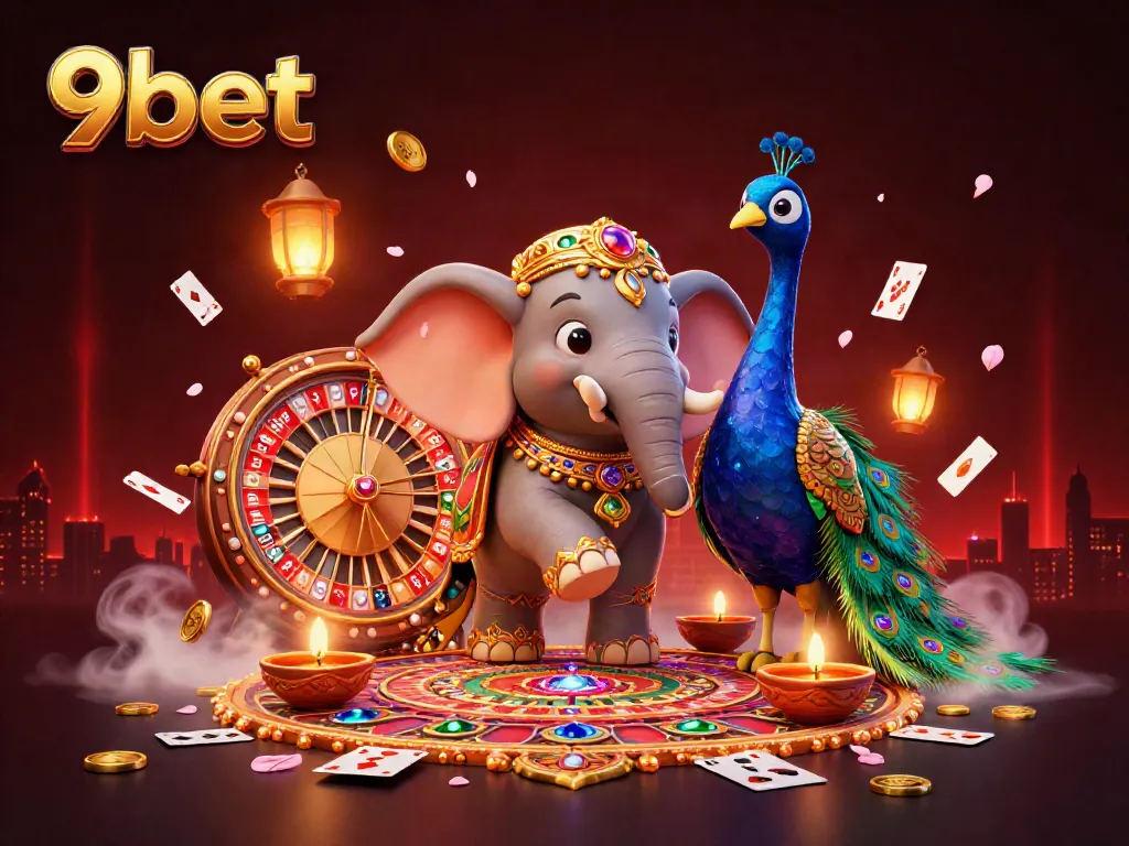 Experience the thrill of 9bet with an engaging live casino illustration featuring vibrant characters and exciting gaming elements.