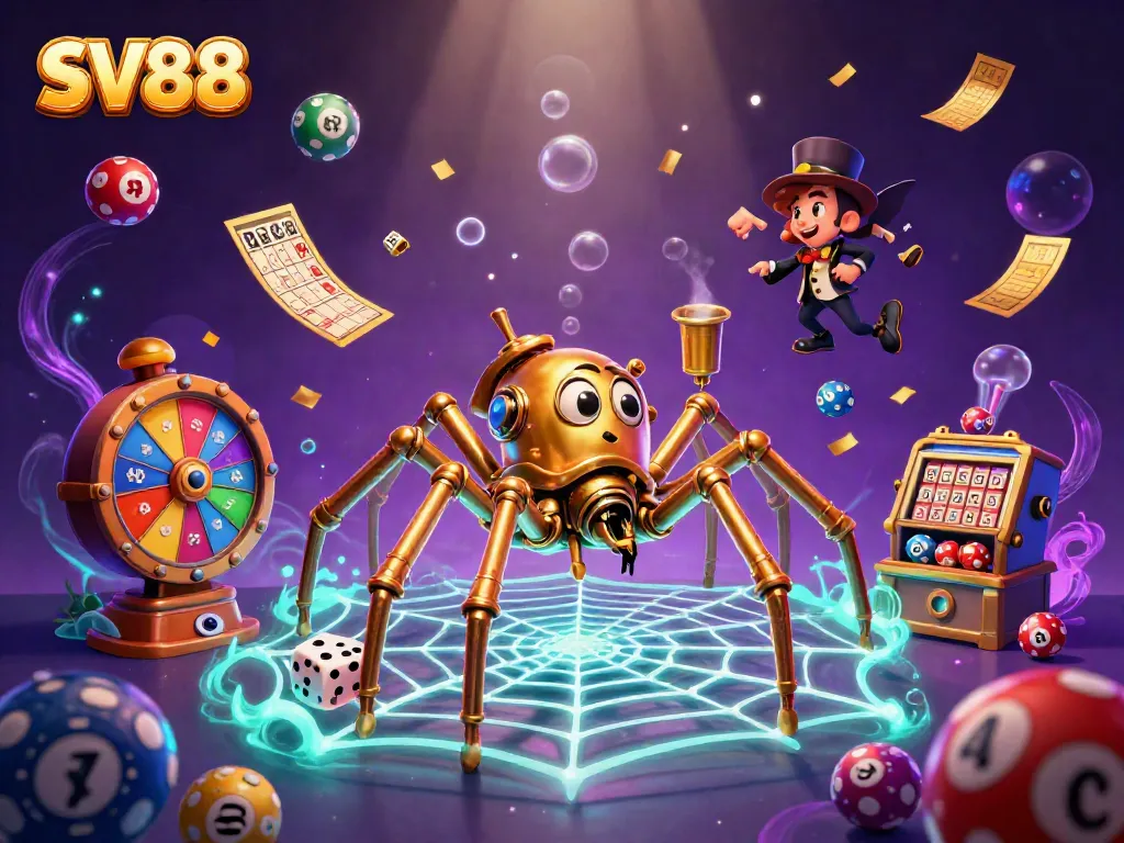 Experience immersive gaming with SV88's vibrant and interactive casino scene illustration.