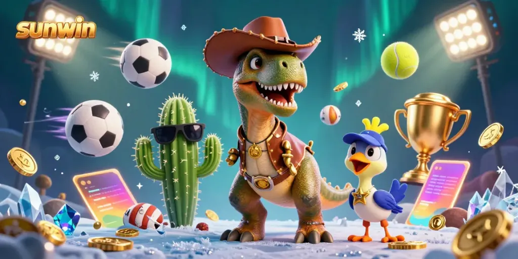 Engage in thrilling gameplay at sunwin with vibrant gaming icons and characters.