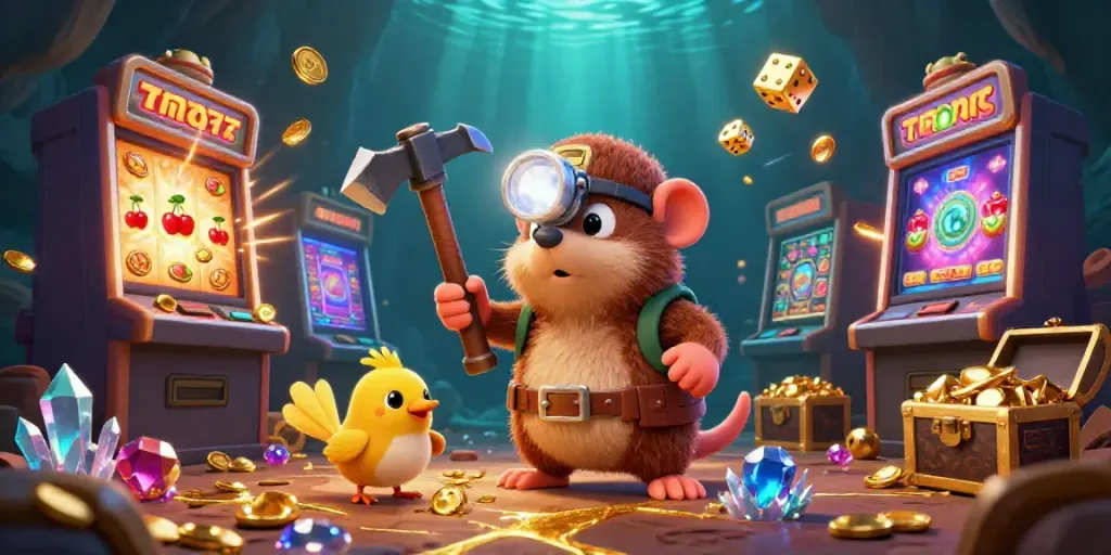 Experience thrilling gameplay at v79 while exploring a vibrant, treasure-filled casino scene.